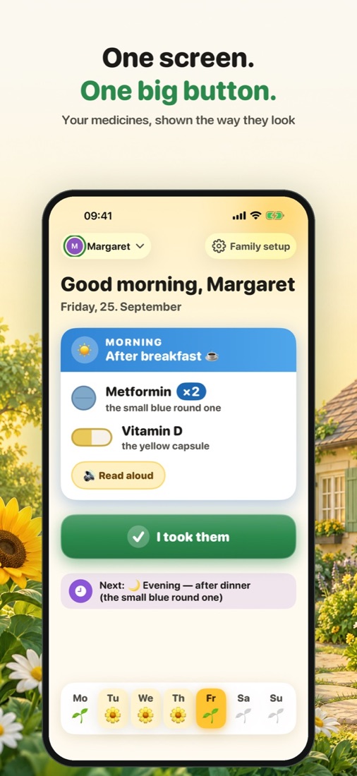 Daisy screenshot: one screen, one big button